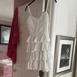 Betsey Johnson White Ruffled Tiered Mini Dress